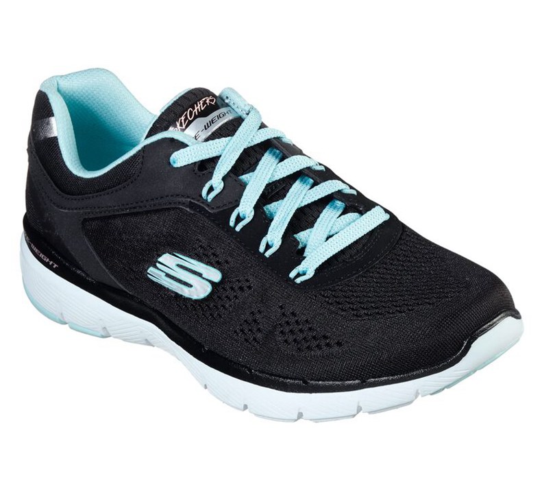 Skechers Dam Svarta/Turkos Sneakers - Flex Appeal 3.0 - Sverige (SDZRW-4609)